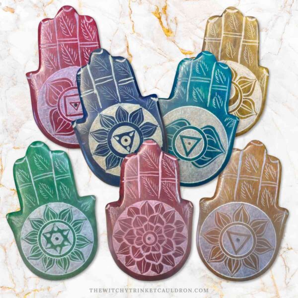 Soapstone Hand of Fatima Chakra Incense Holders