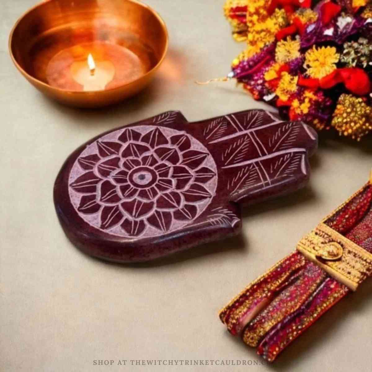 Soapstone Hand of Fatima Chakra Incense Holders - Image 8