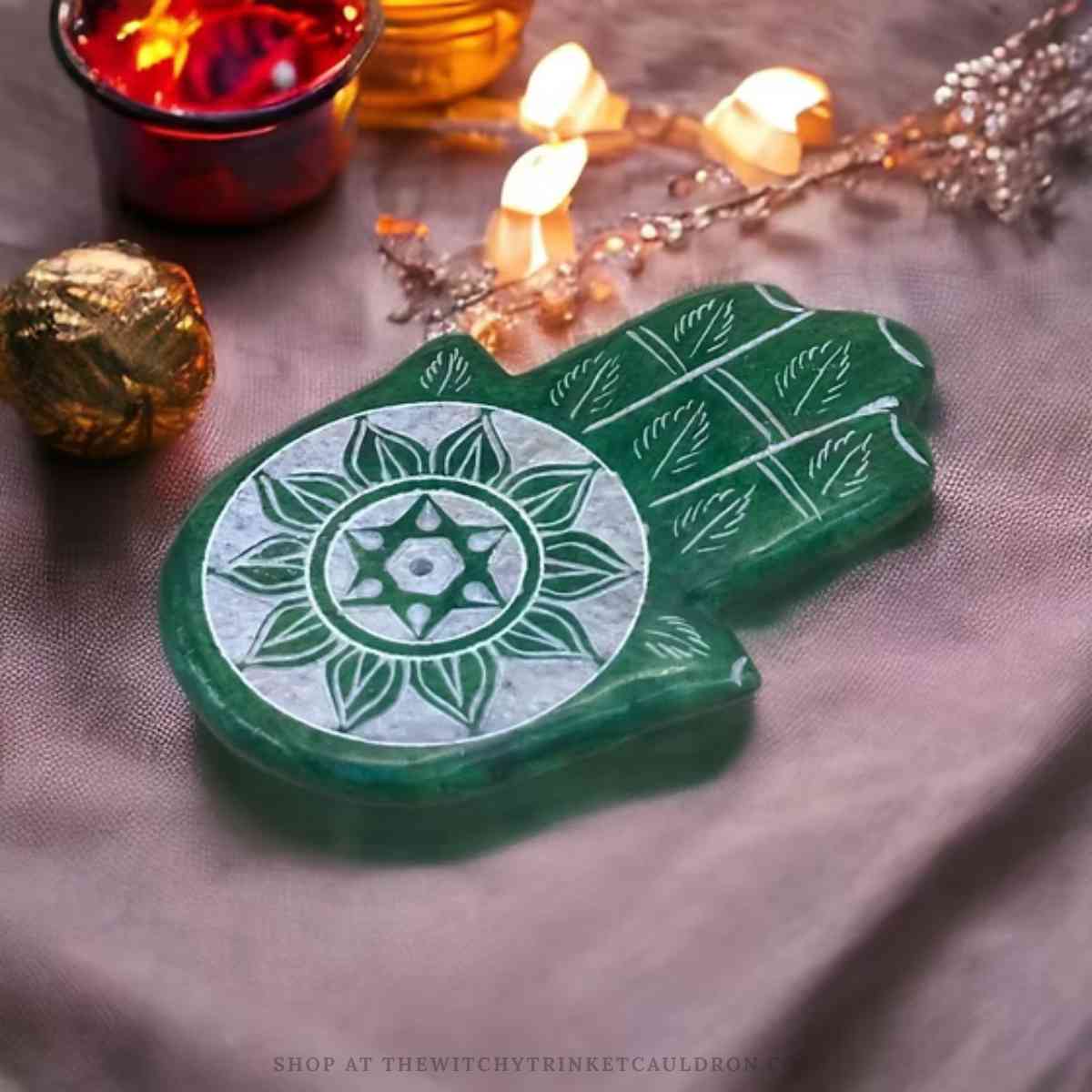 Soapstone Hand of Fatima Chakra Incense Holders - Image 5