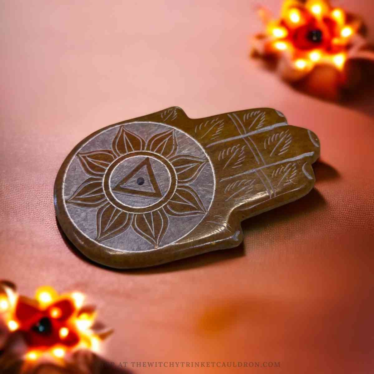 Soapstone Hand of Fatima Chakra Incense Holders - Image 4