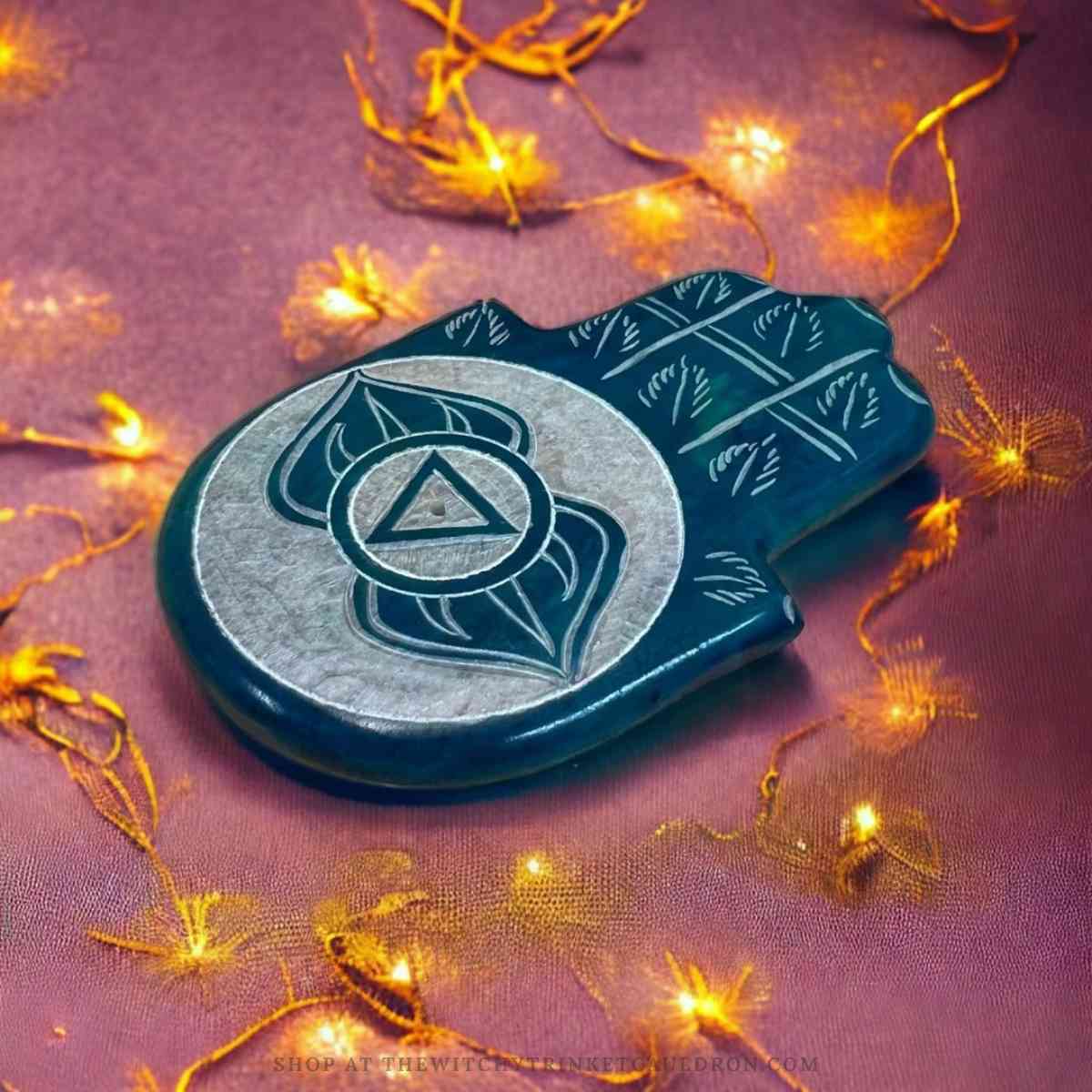 Soapstone Hand of Fatima Chakra Incense Holders - Image 7