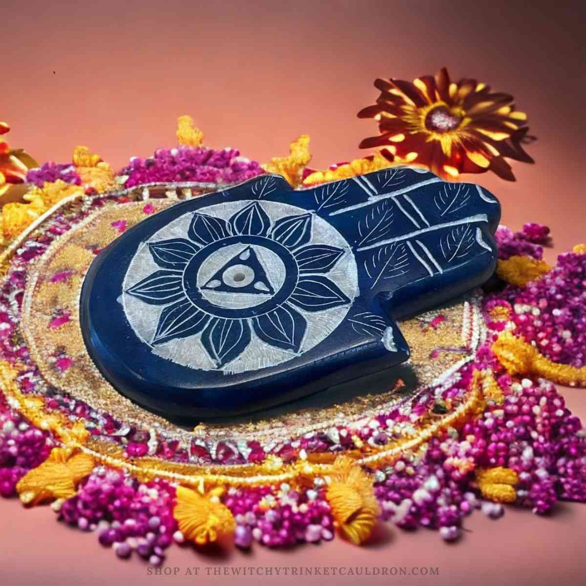 Soapstone Hand of Fatima Chakra Incense Holders - Image 6