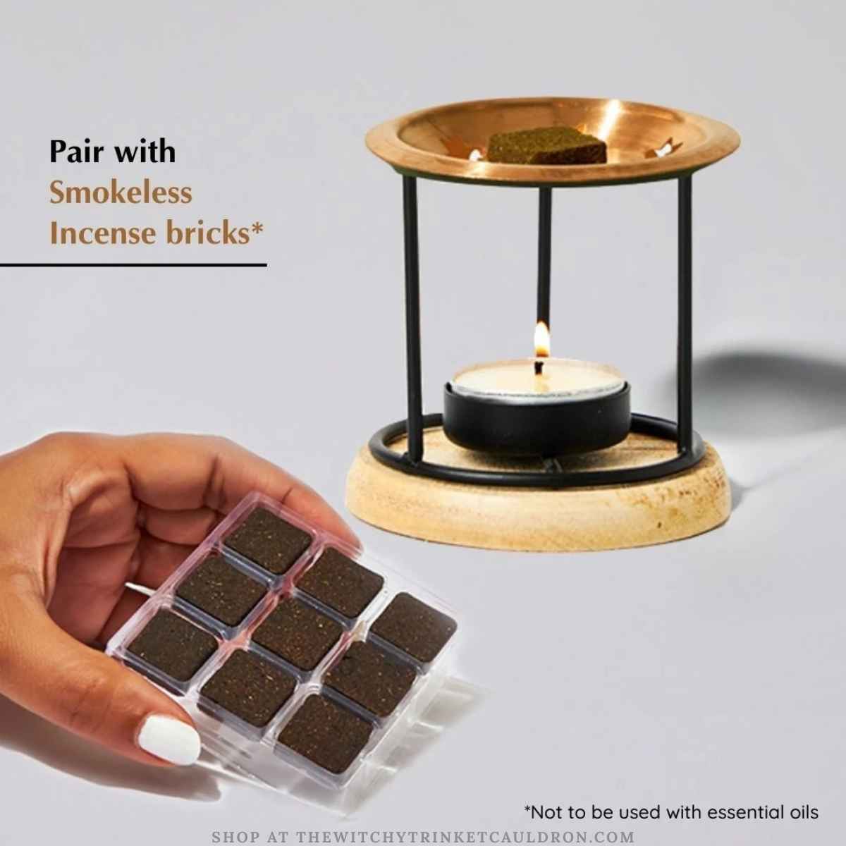 Exotic Incense Brick Burner—Smokeless Incense Burner with Copper Plate - Image 2