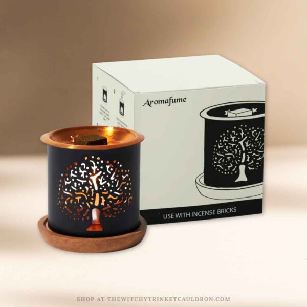 Tree of Life Incense Brick Burner—Smokeless Incense Burner with Copper Plate