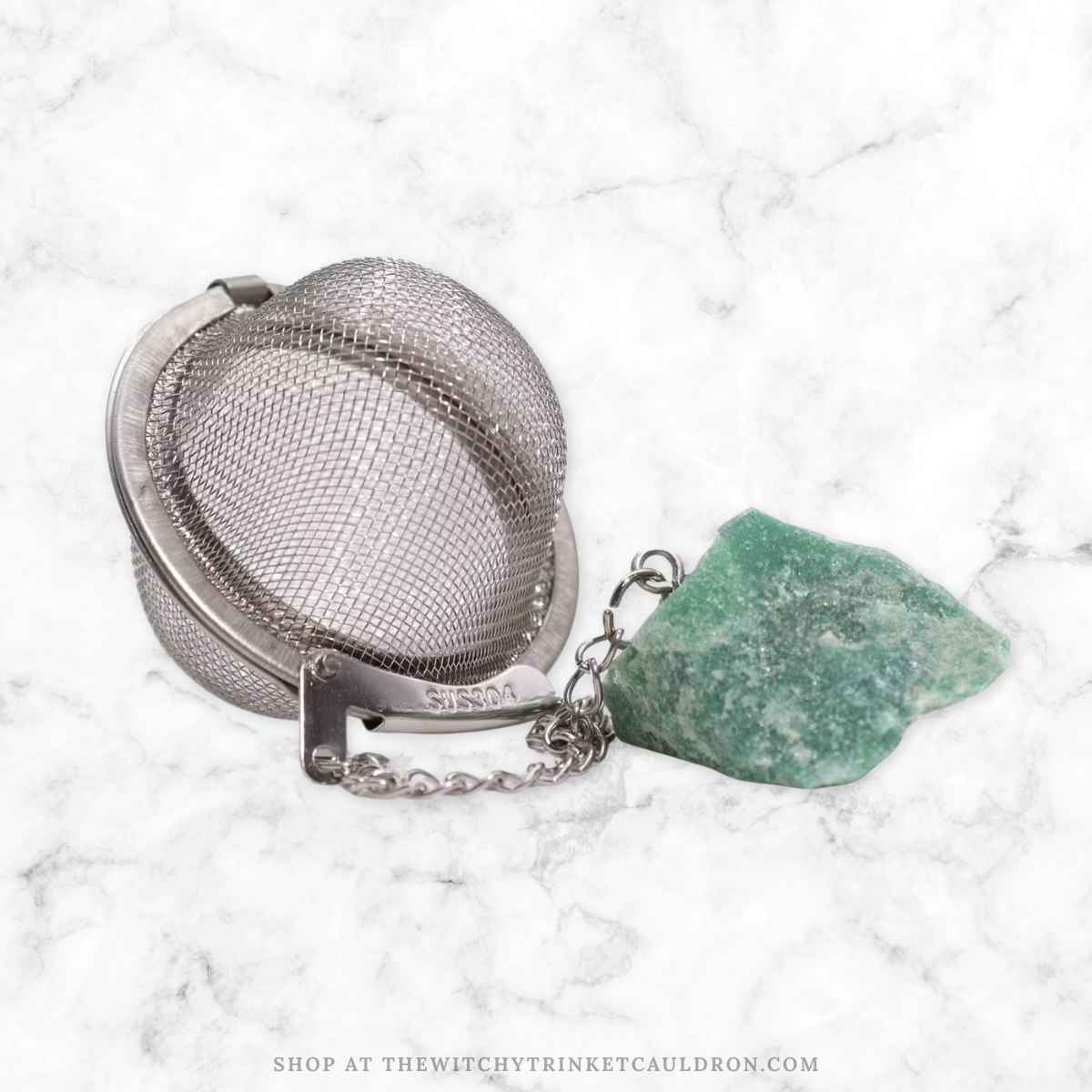 Green Aventurine Crystal Tea Strainer - Image 2